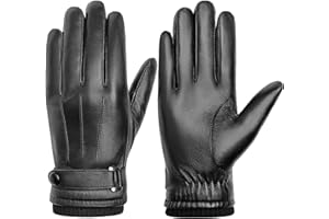 BISON DENIM Winter Genuine Sheepskin Leather Gloves for Men, Touchscreen Texting Warm Cashmere Lined Gloves for Driving