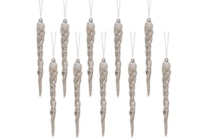 Christmas Concepts® Decoraciones de carámbano de Brillo de 12cm (4.8") - Adornos de Lujo para árboles de Navidad (champán, Paquete de 10)