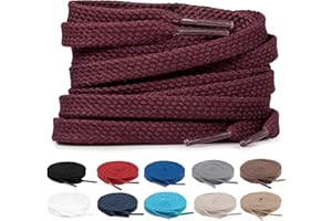 TULMERO 2 Paare Schnürsenkel 100% Baumwolle - Sneaker Schnuersenkel Flach, 8 mm Breite Flat Sneaker Shoelace, Ersatz Schuhbänder für Turnschuhe