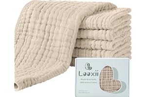 Looxii 100% bawełna szyfonowa smycz dla niemowląt Zestaw 6 chusteczek szyfonowych 27x48 cm 6 warstw wchłaniających wodę kwadratowe miękkie bawełniane ręczniki dla noworodków morelowe