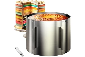 4smile Adjustable Cake Ring 15 cm - Stainless Steel Baking Frame Ø 16-30 cm, Stable Cake Mold - Round Pastry Frame, Versatile