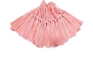 MAKHRY 100pcs Nappe Segnalibro 13cm / 5 Pollici Filo di Seta con 2-Inch Cord Loop e Piccolo Nodo Cinese per la Creazione di Gioielli, Souvenir, Segnalibri, Accessori Artigianali fai da te (Rosa Chiaro)