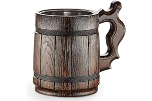 WORLD OF NATURE Gran Jarra de Cerveza de Madera – Roble – Confección Artesana Con Materiales de Calidad – Revestida Con Metal – Resistente – Robusta – Duradera
