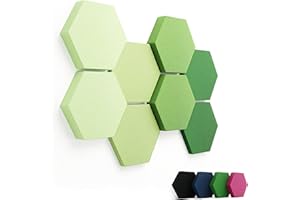 FENNEXT ® Velvet Mousse Acoustique - Panneaux décoratifs de Mousse anti réverbération pour jeux, studio YouTube, bureau - 8x 3D Panneaux muraux GREEN SHADES