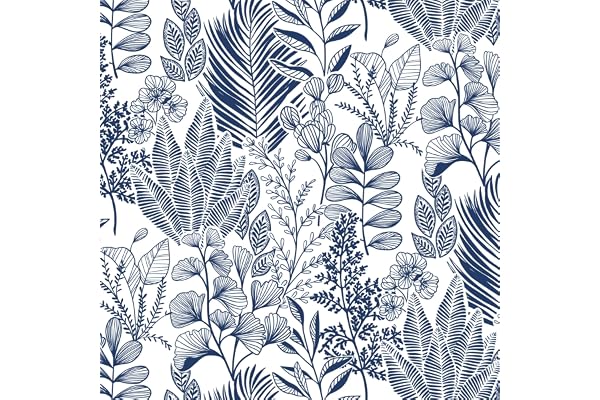 Fiula Papier peint autocollant tropical 41 cm x 5 m floral - Film adhésif pour meubles en vinyle imperméable - Salon, chambre à coucher - Bleu