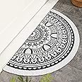 Zeeinx Welcome Door Mat Boho Doormat Half Circle Area Rug Front Door Mat Outdoor Non Slip Absorbent Floor Mat Entrance Doormat for Patio,Home,Classroom,17.7"x35.4"-Black Leaf