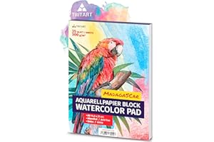 Papel para acuarela A5, 300g, blanco, 35 Hojas I A5 Block para Acuarela I de Tritart
