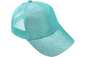 YeeHeen Baseball Cap for Girls Criss Cross Ponytail Baseball Hats Rainbow Glitter Sun Cap