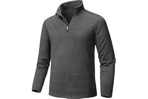 Tansozer Herren Half Zip Funktionsshirt Laufshirt Langarm Leicht Fleece Pullover Sport Atmungsaktiv Wandershirt