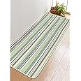 Saral Home Cotton Striped Rectangular Anti Skid Yoga Mat/Runner | Washable, Durable Yoga Mat for Kids, Men and Women | Exercising/Gym Yoga Mat (Green, 60x180 CM)
