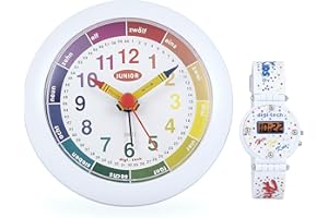 DIGITECH Digi-Tech Wecker mit eine Digitale Kinderuhr, Plastik, Weiß, 10 x 4 x 10 cm