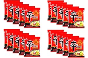 Gemeric Nongshim Shin Ramyun 120g (Pack of 20) – Instant Korean Style Traditional Spicy Noodle Soup - Excellent for Snacking, Stir-Frying, Soups, Or As A Quick Side Dish