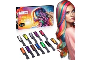 FACEGEM LONDON 12 PCS Ultra Hair Chalk Comb, Temporary Bright Hair Color for Girls Women Gifts for Halloween Makeup Birthday Washable, Hair Chalk for Girls, birthday gifts for girls,