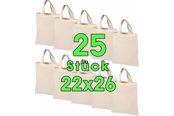 25 bitar bomullspåse 22x26 cm liten - jutepåse - naturlig apotekspåse, bärväska, påse, presentpåse ÖKO-TEX®-certifierad tygpå