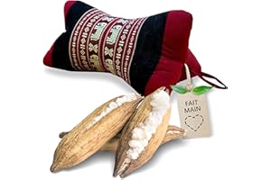 livasia Coussin appuie-Nuque Coussin os, Coussin cale-Nuque en Forme d’os, Coussin de Sofa, Coussin de Lecture kapok, Jardin Balcon, Coussin de Voyage Fait Main Ø 15x32cm (Rouge/Éléphants)