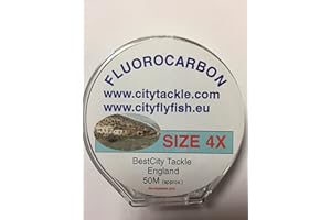 BESTCITY Fly Fishing Fluorocarbon 5.1lb test Size 4X 50m Fly Leader Fluorocarbon
