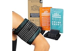 ZENACROSS 2 Buste Ghiaccio Gel Riutilizzabile e 2 Custodia Multiposizione in Tessuto con Fascia di Compressione - Effetto Caldo e Freddo - Borsa Ghiaccio adatto per microonde e congelatore