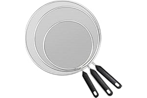 KINGOZOYI 3 Pezzi Coperchio Antischizzo, Paraschizzi Cucina 19 cm 25 cm 29 cm con Manico, Paraschizzi Antigrasso in Acciaio Inox per Cucina Padella Stufa