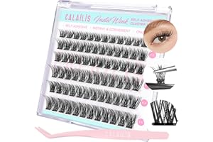 ‎CALAILIS CALAILIS Selbstklebende Wimpern-Extensions-Set mit Pinzette und D-Curl - Kleber inkl., 72 Stück (ZBP10, 10-16mm)
