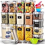 Deco haus Storage Jars 16 Sets for Kitchen, Airtight Storage Containers - Plastic Food Storage Boxes/Containers with Lids - F