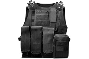 HYCOPROT Kamizelka taktyczna, 1000D Oxford, regulowana, wojskowa kamizelka Airsoft, do misji specjalnej, przygody na świeżym powietrzu, paintballa, treningu wojskowego