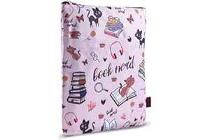 LPARKIN Custodia per libro per gli amanti dei libri, per libri nerd, copertina per libri in brossura, tessuto lavabile, maniche per libri con cerniera, misura media