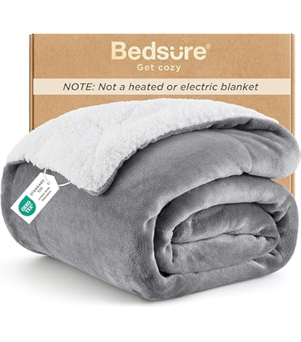 Bedsure Sherpa Fleece Throw Blanket - Fluffy Microfiber Solid
