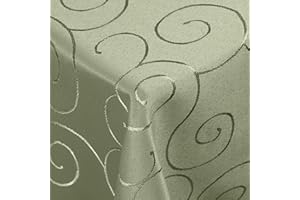 DecoHomeTextil Kringel Tischdecke, Rechteckig 130 x 160 cm Hellgrün, schwere Qualtität, glänzend, Damast Tafeldecke
