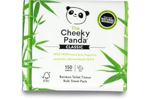 The Cheeky Panda – Papier hygiénique de voyage en bambou | Paquet de 150 feuilles (2 plis) | Hypoallergénique, écologique, super doux, solide et durable
