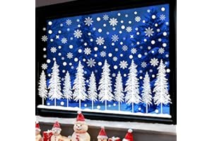 AVAKY Vetrofanie Natalizie con 10 albero di Natale, Inverno Adesivi Natalizi per Finestre Vetri Removibili, 232 Stickers Vetrofanie Natale, per Vetro Porte Vetrine Decorazioni Natalizie per la Casa