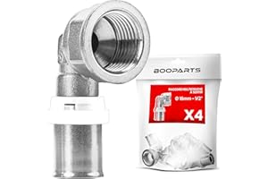 BOOPARTS - 4 pezzi - raccordo a crimpare - gomito di transizione a crimpare multistrato Ø16 x 1/2 (15/21) femmina contorno TH - per unire un tubo multistrato e un raccordo filettato femmina