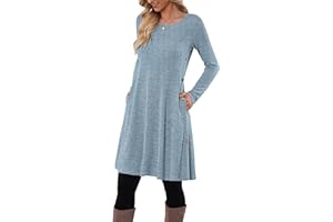 MOLERANI Robe Pull pour Femme à Manches Longues Robe Tunique boutonnée décontractée avec Poches