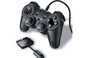 CSL-COMPUTER CSL - Gamepad per Playstation 2 - PS2 Contoller con cavo - Dual Vibration - Joypad Controller - nero
