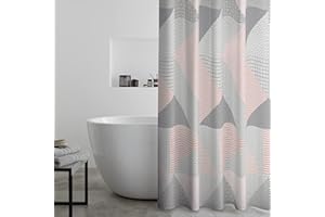 Catherine Lansfield Larsson Geo 180x180cm Shower Curtain Blush Pink