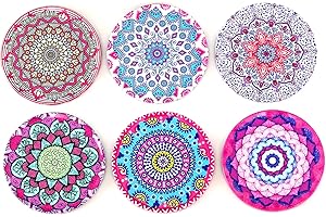 Okaei - set di 6 sottobicchieri assorbenti in sughero con design a disco e con scatola di metallo