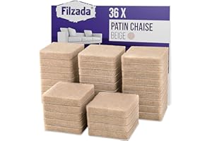 Filzada® 36x Patins en Feutre Auto-adhésifs - Carré 25 x 25 mm - Beige - Patins pour Meubles Professionnels en Feutre avec adhésif idéal