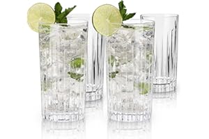 Viski Reserve European Highball Tumblers, 4 bicchieri da cocktail in cristallo senza piombo, prodotti europei, set di 4, 414 ml