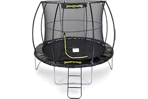 Jumpking Round Combo Deluxe Trampoline With Safety Enclosure Net and Ladder ❘ Outdoor Trampoline For Adults & Kids, Polyethylene Surround Pad & UV Protected Safety Net For Safe Bouncing