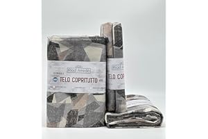 Riad Arredo Telo Arredo Copridivano Copritutto Moderno - Granfoulard Arredo Copriletto in Cotone Varie Fantasie - Tela Robusta Resistente Made in Italy (Picasso Grigio, 1 Piazza - 170x280 cm)