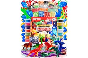 Original Stationery Kit de Slime - la Bataille de Dinosaures et de Monstres, Slime Déjà Fait, Monstres et Jouet Dinosaure et Slime Fluffy Tous dans ce Pack Dinosaures