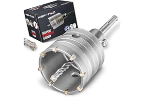 KSP-Tec Korona wiertnicza 82 mm - wzmocniona konstrukcja - odporna na uderzenia młotkiem - [zęby XXL] - 4 ostrza wiertła centrujące - wiertło do puszek - wiertło wiertnicze gniazdko do muru i betonu