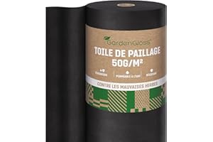 GardenGloss 100m2 Toile de Paillage Anti Mauvaises Herbes 50g/m2 - Géotextile Anti Mauvaises Herbes Indéchirable - Perméable à l'eau et Stable Aux UV (100m x 1m, 1 Rouleau)