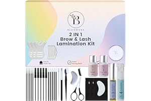BLOOMORA Laminazione Ciglia Kit Completo, Kit per laminazione sopracciglia, Soluzione 2 in 1, delle Sopracciglia a Casa, Durata 6-8 Settimane, 15 Applicazioni, DIY Lash Lift - BLK7