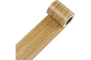 Decotalk Color de Grano de Madera Adhesivo Marrón 7.6X1500cm Papel Pintado Autoadhesivo Madera Para Pared Con Borde de Papel Pintado Impermeable Cenefa Adhesiva Con Diseño Para Marco de Espejo