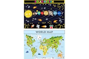Sportaxis Lot de 2 affiches éducatives pour enfants (style B) (carte du monde)
