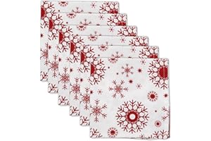 linendo Christmas Napkins Made of 100% Pure Natural Linen 38 x 38 cm, Pack of 6, European Flax, Washable for Home and Kitchen (Snowflake Pattern)