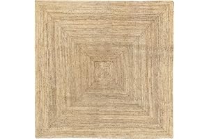 HAMID - Tapis Jute Naturel, Alhambra Tapis en Jute Couleur Naturelle, Tapis 100% Fibre de Jute, Tressé à la Main, Tapis pour Salon, Salle à Manger, Chambre, Couloirs, Couleur Naturelle (200x200cm)