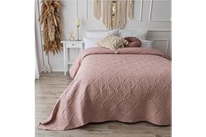 ‎CALMYHOME CalmyHOME Tagesdecke Bett Bettüberwurf Überwurf Ornamente 220x240cm Sofaüberwurf Steppdecke Sofa Decke Überwurfdecke Tages Decken Betthusse XXL Überdecke Gesteppte Tagesdecken (Altrosa)