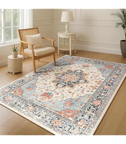 GENIMO Wasbaar Vloerkleed, Vintage Bohemian Tapijt met Antisliprug