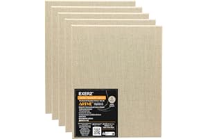 EXERZ 24x30cm Leinwand mit Leinenrahmen, 5 Stück – vorgespannte Leinwand, ca. 320 g/m²/dreifach grundiert/säurefrei/mittlere Körnung/ungebleichtes reines Leinen – Öl- und Acrylmalerei